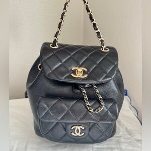 Chanel calfskin quilted small duma backpack black
